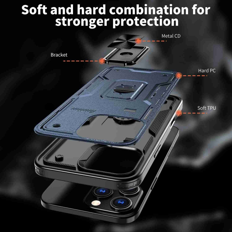 For iPhone 16 Ring Holder PC Hybrid TPU Phone Case