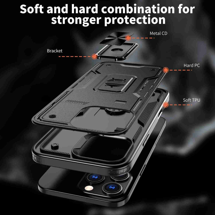 For iPhone 16 Pro Ring Holder PC Hybrid TPU Phone Case