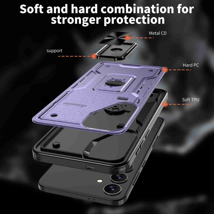 For Samsung Galaxy S25+ 5G Ring Holder PC Hybrid TPU Phone Case