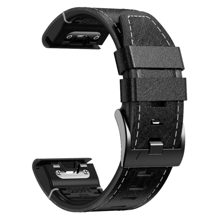 For Garmin 26mm Silicone Leather Quick Release Watch Band