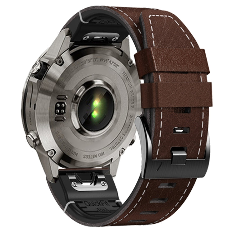 For Garmin 26mm Silicone Leather Quick Release Watch Band