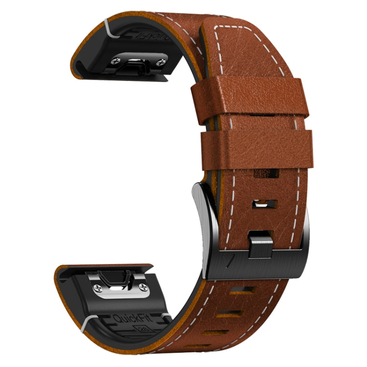 For Garmin 26mm Silicone Leather Quick Release Watch Band