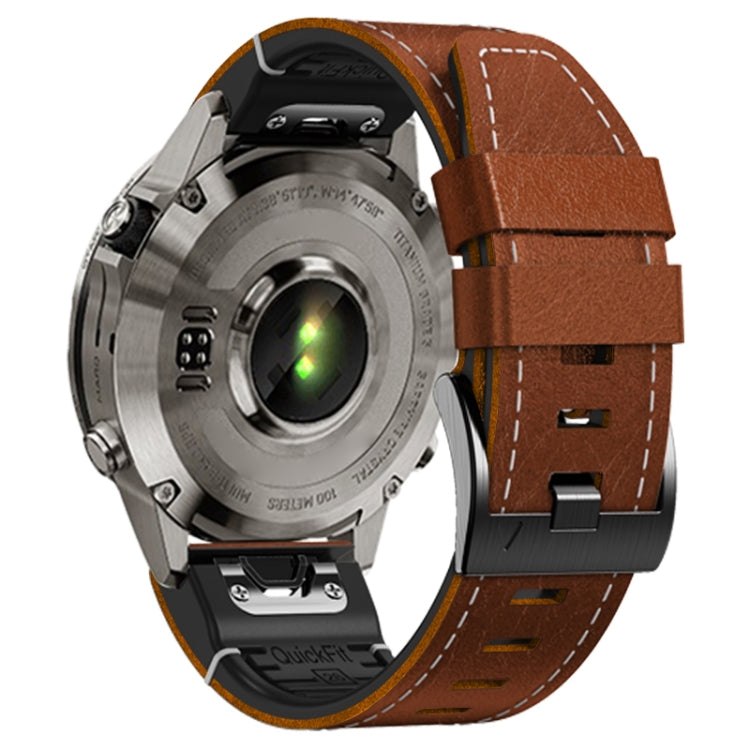 For Garmin 26mm Silicone Leather Quick Release Watch Band