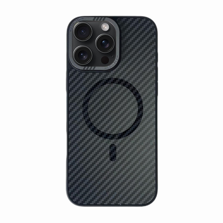 For iPhone 15 Pro Carbon Fiber MagSafe Magnetic Phone Case - Black