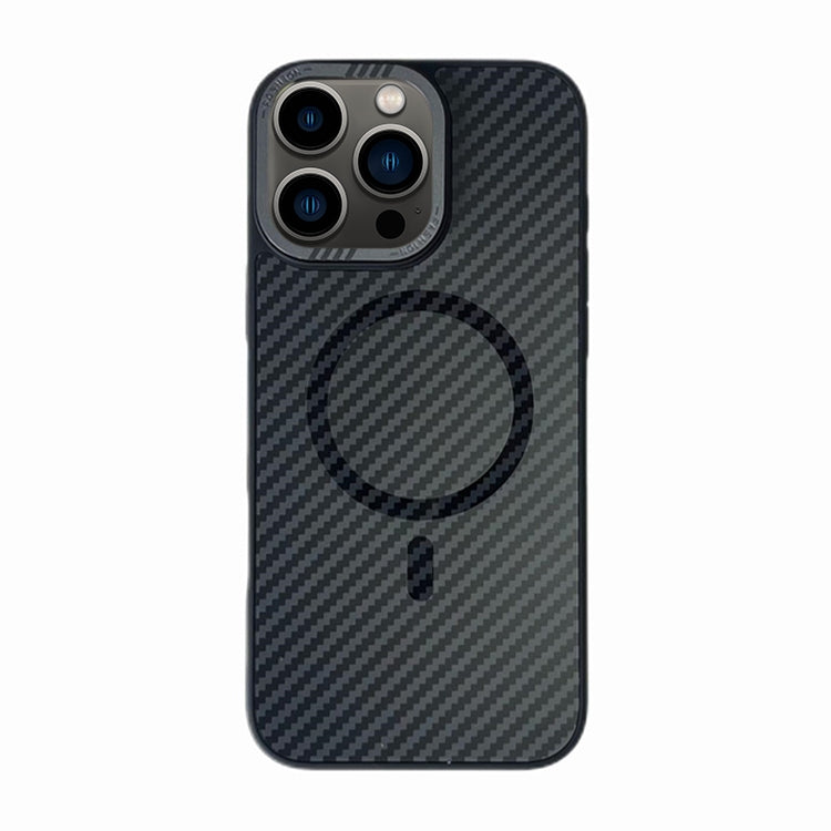 For iPhone 13 Pro Carbon Fiber MagSafe Magnetic Phone Case - Black