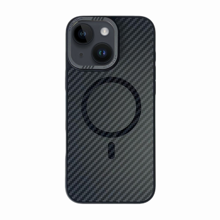 For iPhone 13 Carbon Fiber MagSafe Magnetic Phone Case - Black
