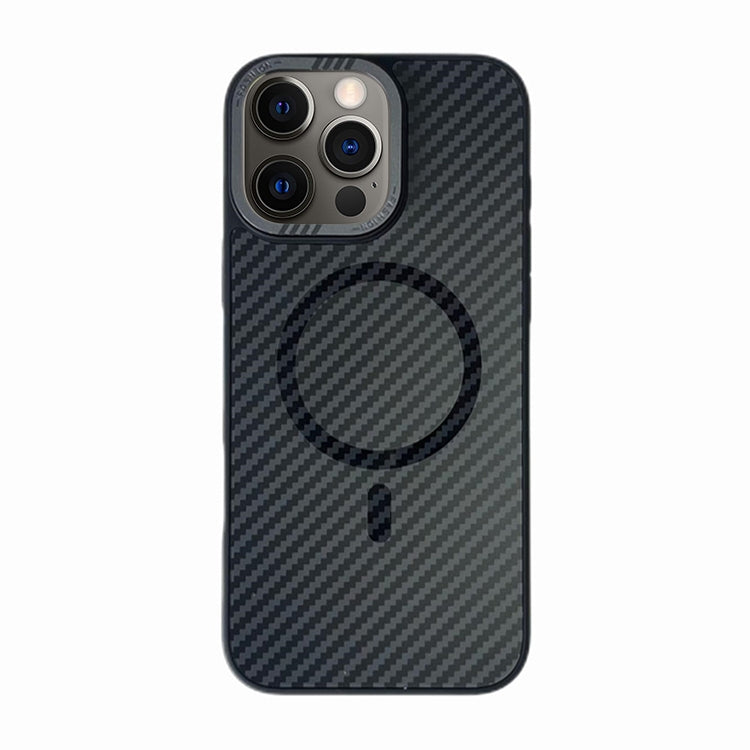 For iPhone 12 Pro Carbon Fiber MagSafe Magnetic Phone Case - Black