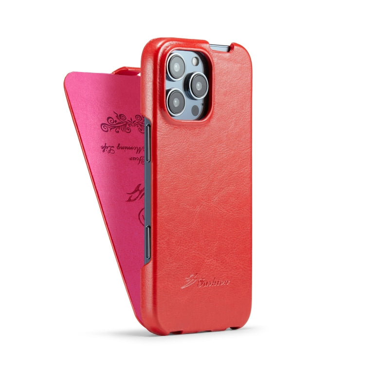 For iPhone 16 Pro Max Fierre Shann 64 Texture Vertical Flip PU Leather Phone Case