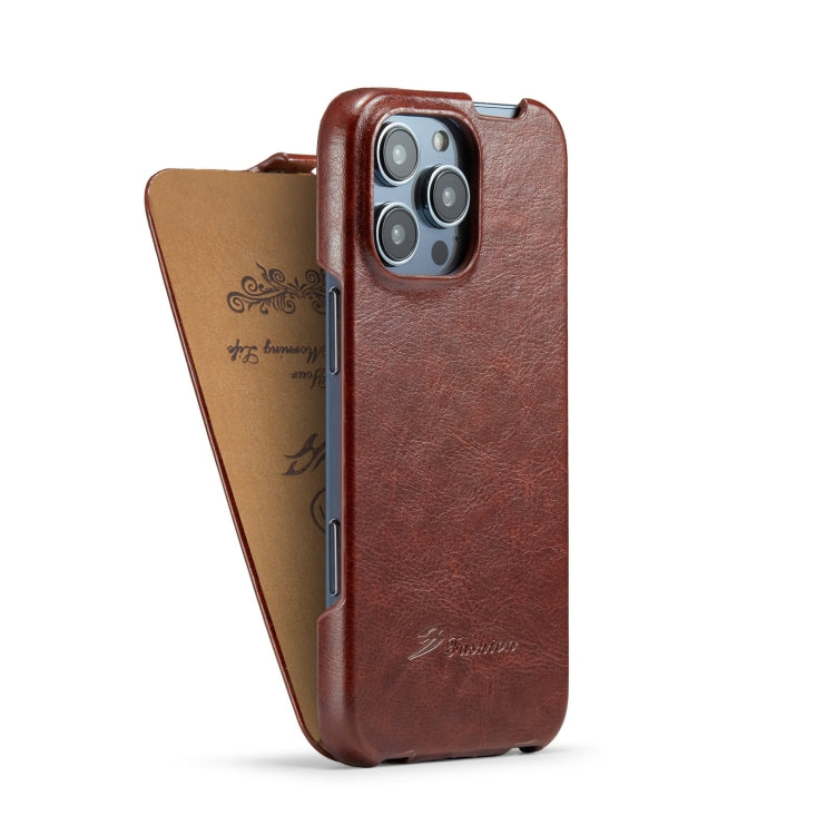 For iPhone 16 Pro Max Fierre Shann 64 Texture Vertical Flip PU Leather Phone Case