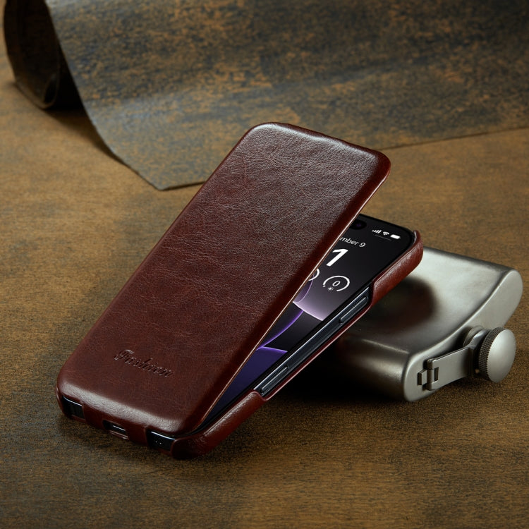 For iPhone 16 Pro Max Fierre Shann 64 Texture Vertical Flip PU Leather Phone Case