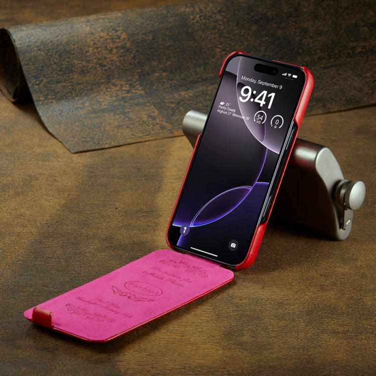 For iPhone 16 Pro Fierre Shann 64 Texture Vertical Flip PU Leather Phone Case