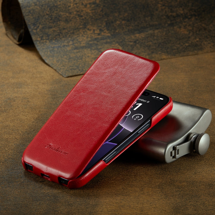For iPhone 16 Pro Fierre Shann 64 Texture Vertical Flip PU Leather Phone Case