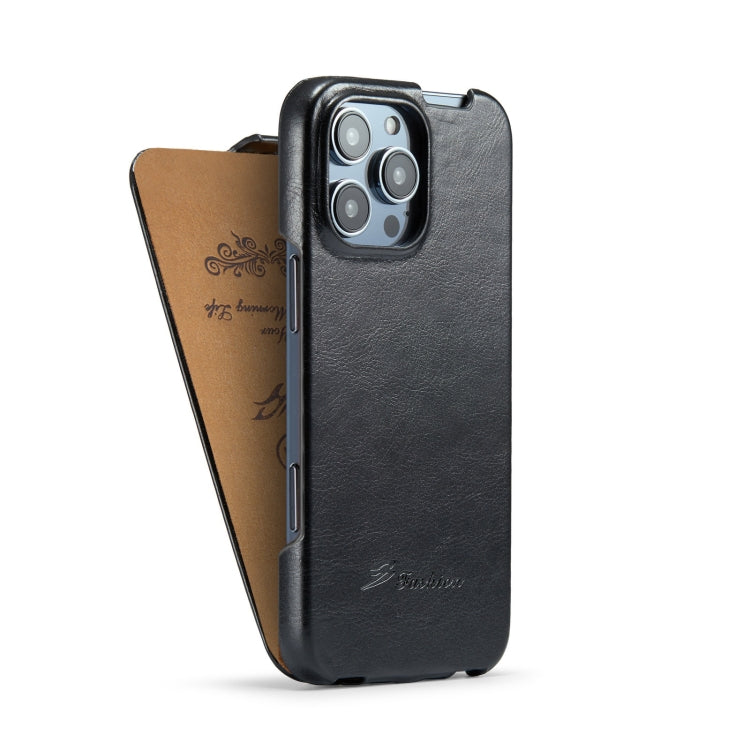 For iPhone 16 Pro Fierre Shann 64 Texture Vertical Flip PU Leather Phone Case