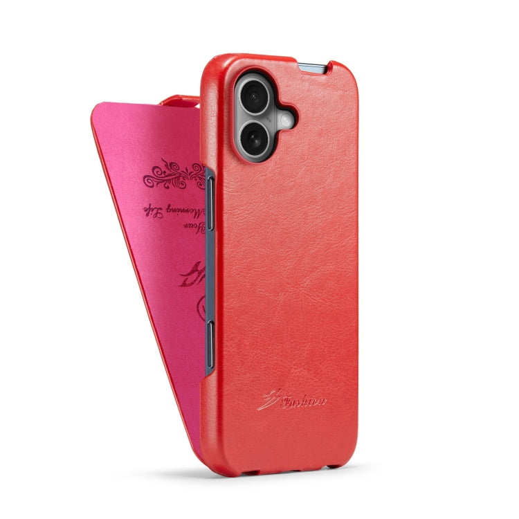 For iPhone 16 Plus Fierre Shann 64 Texture Vertical Flip PU Leather Phone Case