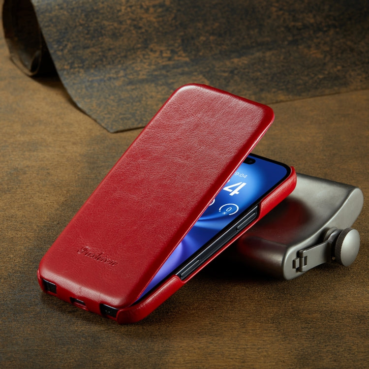 For iPhone 16 Plus Fierre Shann 64 Texture Vertical Flip PU Leather Phone Case