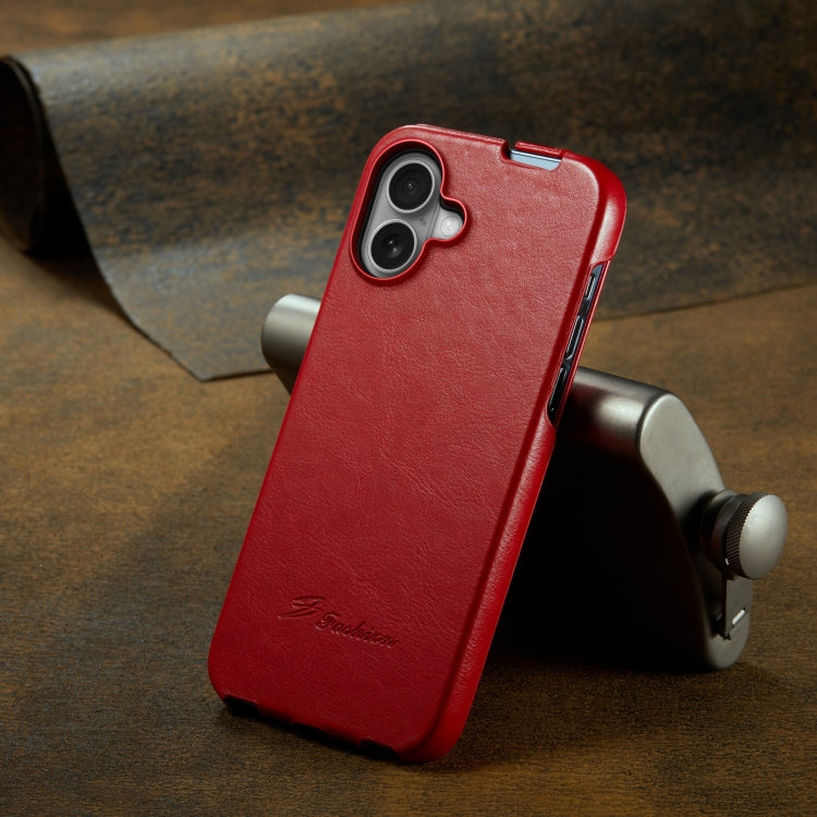 For iPhone 16 Plus Fierre Shann 64 Texture Vertical Flip PU Leather Phone Case