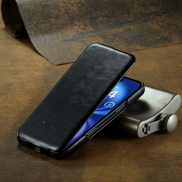 For iPhone 16 Plus Fierre Shann 64 Texture Vertical Flip PU Leather Phone Case