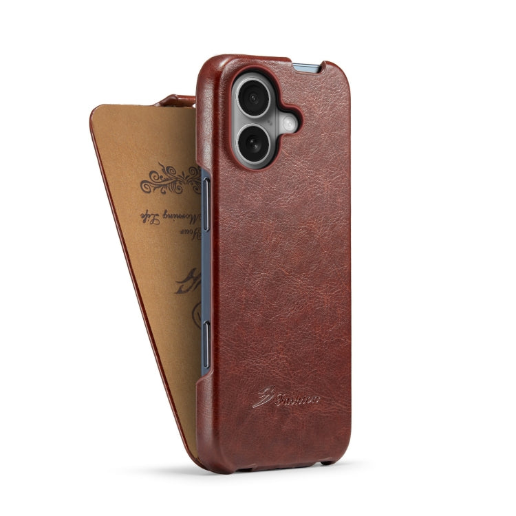 For iPhone 16 Plus Fierre Shann 64 Texture Vertical Flip PU Leather Phone Case