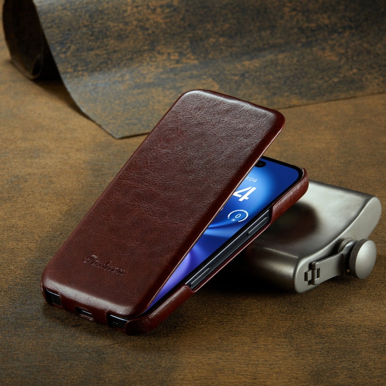 For iPhone 16 Plus Fierre Shann 64 Texture Vertical Flip PU Leather Phone Case