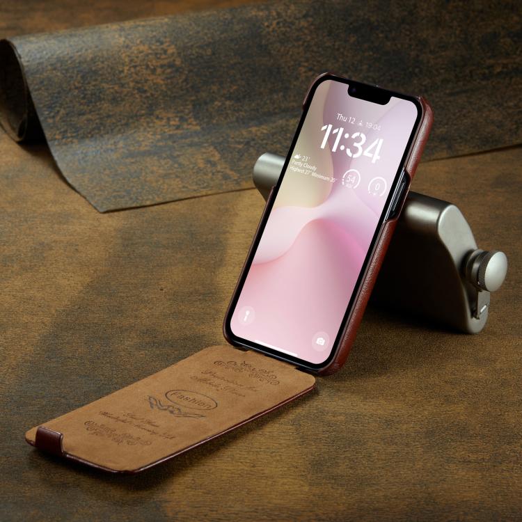 For iPhone 17e / 16e Fierre Shann 64 Texture Vertical Flip PU Leather Phone Case