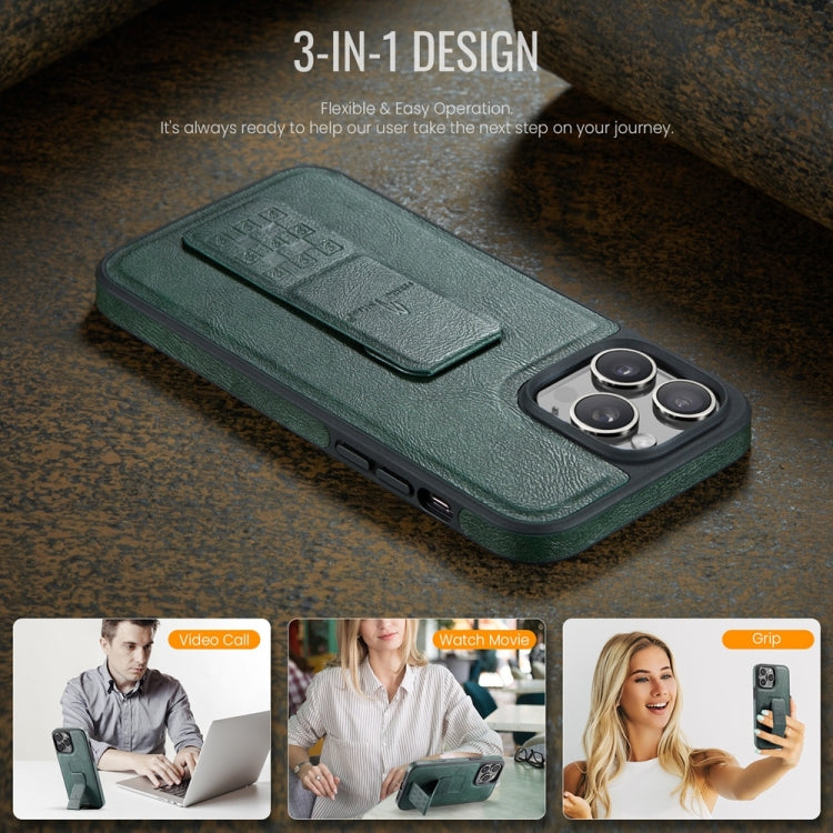 For iPhone 14 Pro Max Fierre Shann Oil Wax Cow Leather Holder Back Phone Case