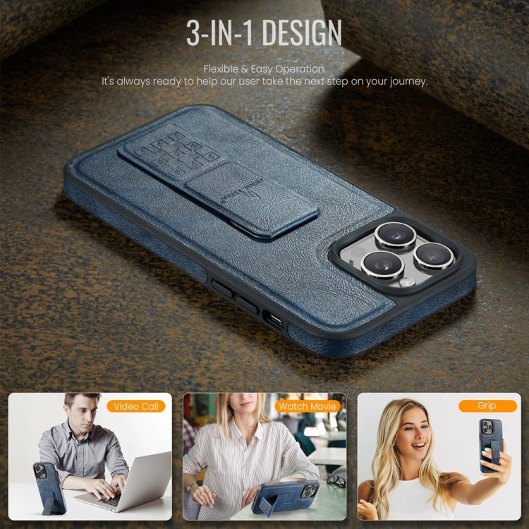 For iPhone 13 Pro Fierre Shann Oil Wax Cow Leather Holder Back Phone Case