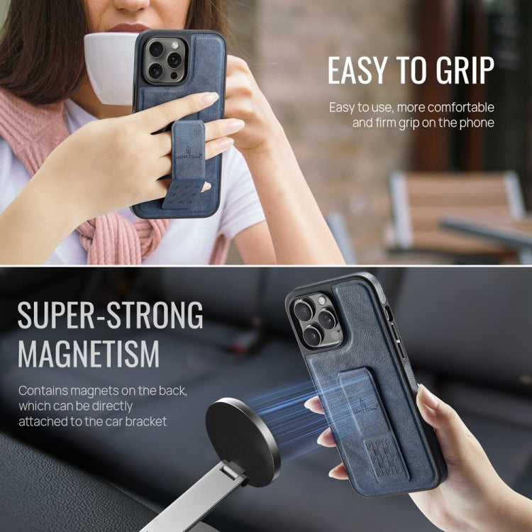 For iPhone 12 Pro Max Fierre Shann Oil Wax Cow Leather Holder Back Phone Case