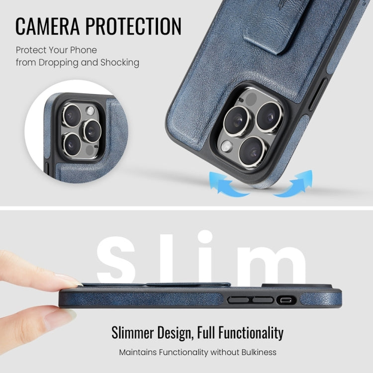 For iPhone 12 Pro Max Fierre Shann Oil Wax Cow Leather Holder Back Phone Case