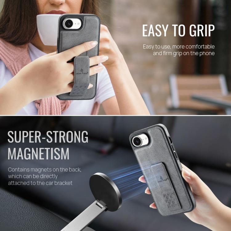 For iPhone 17e / 16e Fierre Shann Oil Wax Cow Leather Holder Back Phone Case