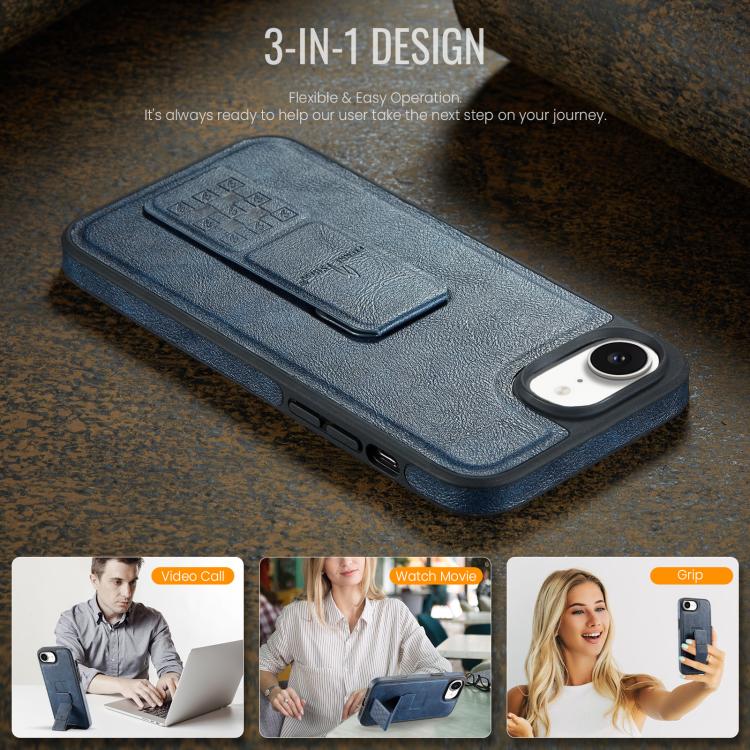 For iPhone 17e / 16e Fierre Shann Oil Wax Cow Leather Holder Back Phone Case