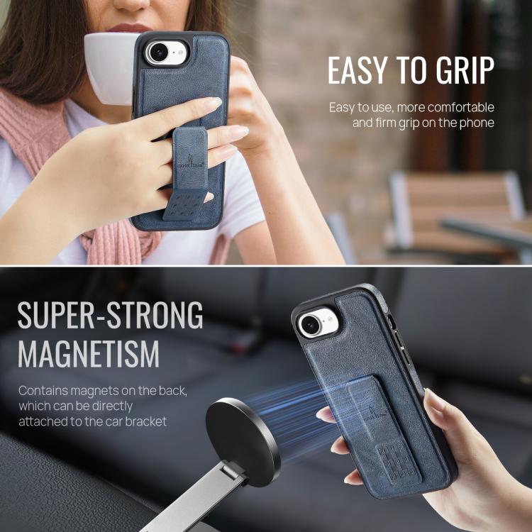 For iPhone 17e / 16e Fierre Shann Oil Wax Cow Leather Holder Back Phone Case