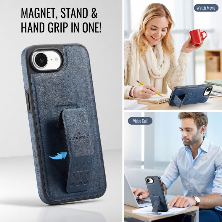 For iPhone 17e / 16e Fierre Shann Oil Wax Cow Leather Holder Back Phone Case