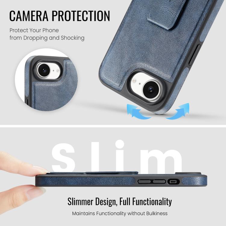 For iPhone 17e / 16e Fierre Shann Oil Wax Cow Leather Holder Back Phone Case