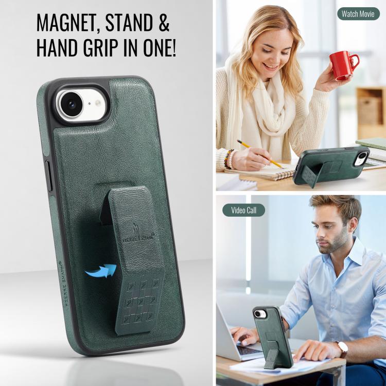 For iPhone 17e / 16e Fierre Shann Oil Wax Cow Leather Holder Back Phone Case