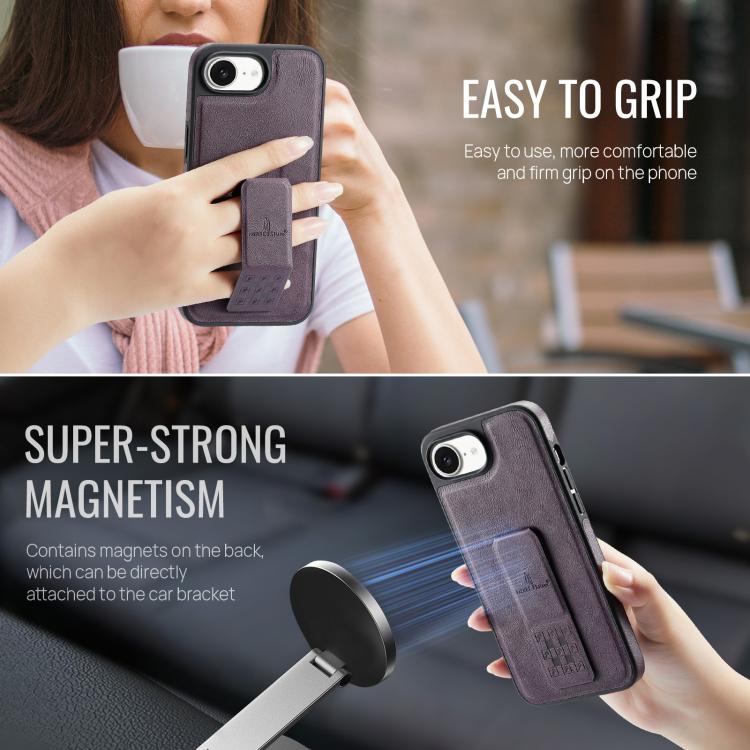 For iPhone 17e / 16e Fierre Shann Oil Wax Cow Leather Holder Back Phone Case