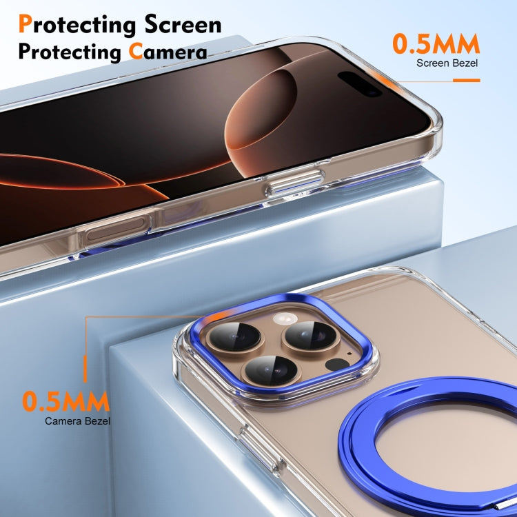 For iPhone 16 Pro Max Ice-Cold Rotating Ring Holder PC MagSafe Phone Case