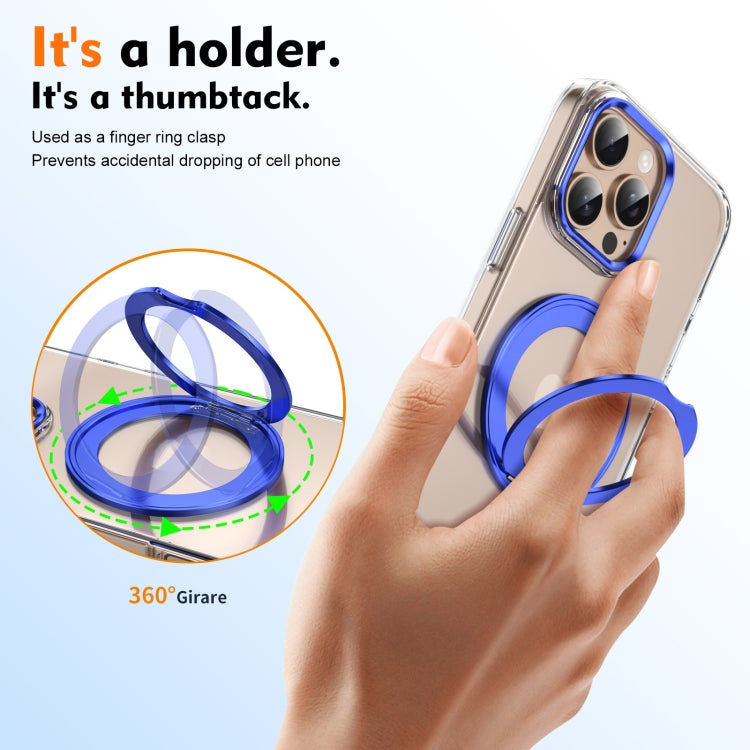 For iPhone 16 Pro Max Ice-Cold Rotating Ring Holder PC MagSafe Phone Case