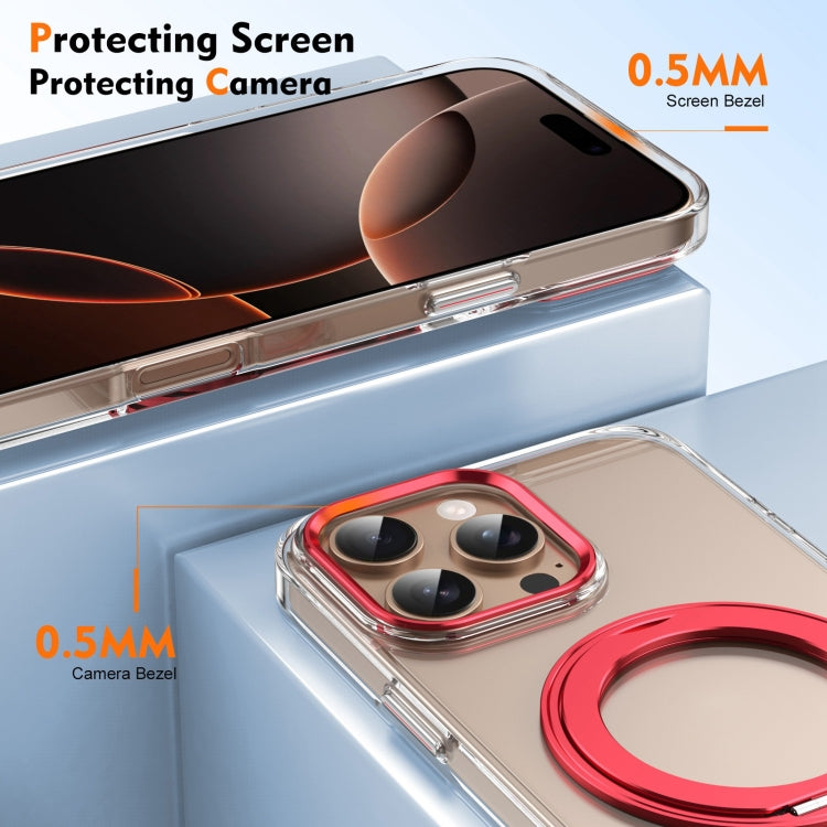 For iPhone 16 Pro Max Ice-Cold Rotating Ring Holder PC MagSafe Phone Case