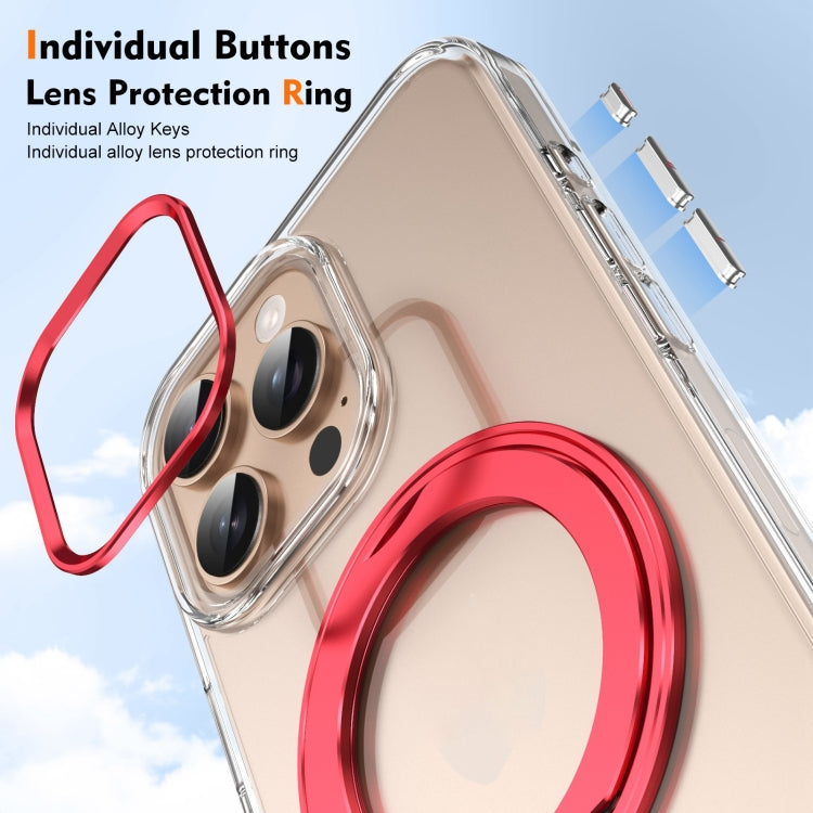 For iPhone 16 Pro Max Ice-Cold Rotating Ring Holder PC MagSafe Phone Case