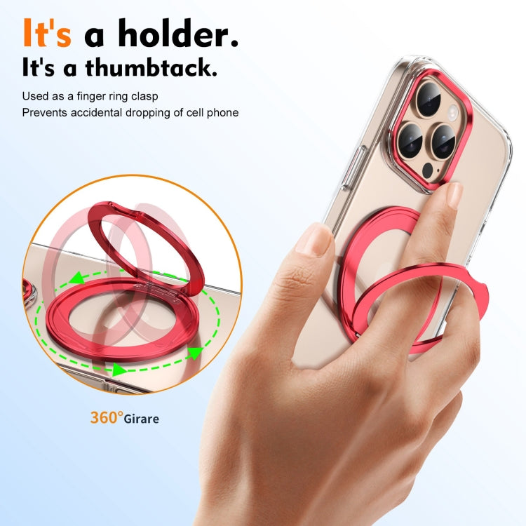 For iPhone 16 Pro Max Ice-Cold Rotating Ring Holder PC MagSafe Phone Case