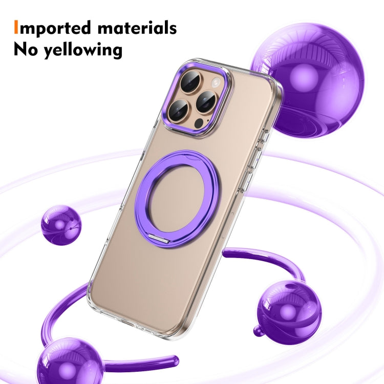 For iPhone 16 Pro Max Ice-Cold Rotating Ring Holder PC MagSafe Phone Case