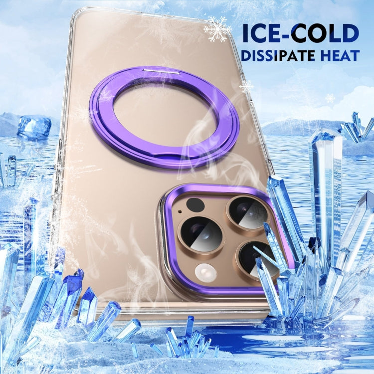 For iPhone 16 Pro Max Ice-Cold Rotating Ring Holder PC MagSafe Phone Case