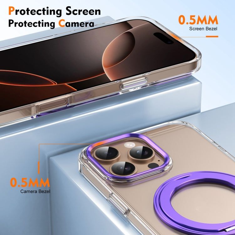 For iPhone 16 Pro Max Ice-Cold Rotating Ring Holder PC MagSafe Phone Case