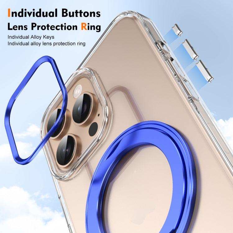 For iPhone 16 Pro Ice-Cold Rotating Ring Holder PC MagSafe Phone Case