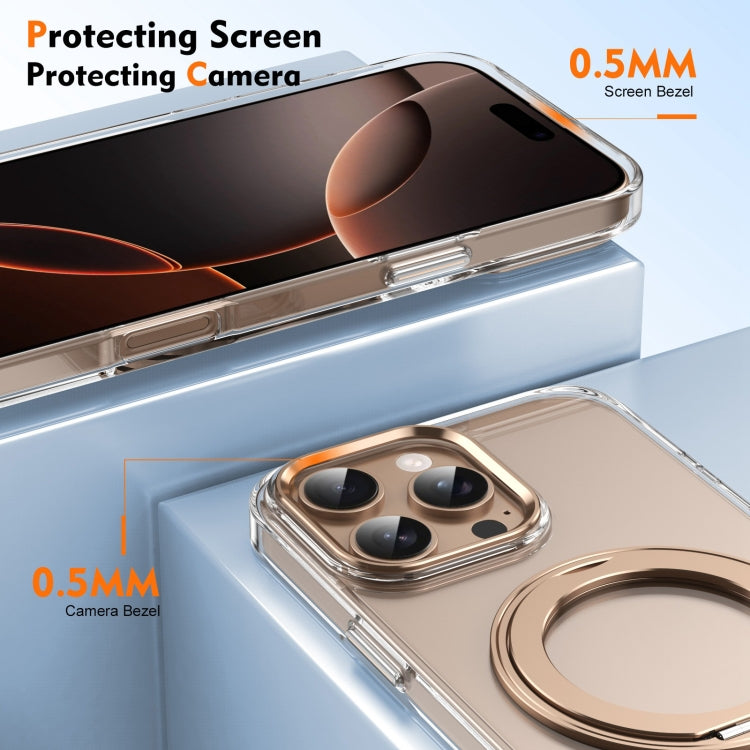 For iPhone 16 Pro Ice-Cold Rotating Ring Holder PC MagSafe Phone Case