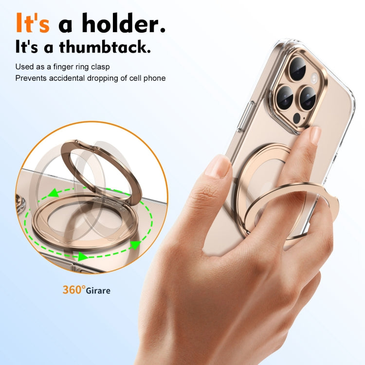 For iPhone 16 Pro Ice-Cold Rotating Ring Holder PC MagSafe Phone Case