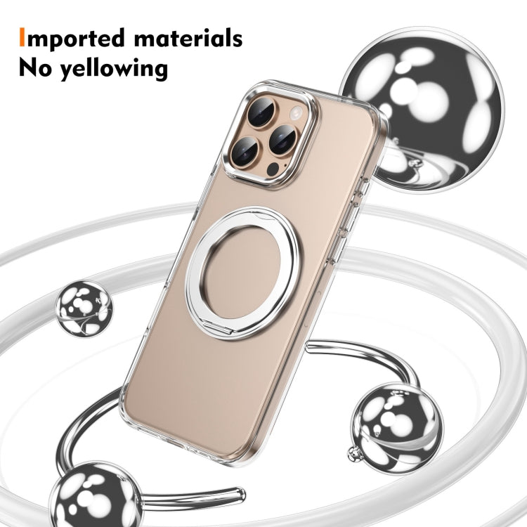 For iPhone 16 Pro Ice-Cold Rotating Ring Holder PC MagSafe Phone Case