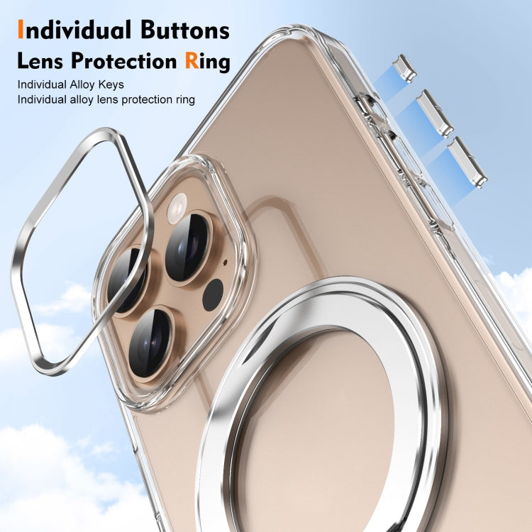 For iPhone 16 Pro Ice-Cold Rotating Ring Holder PC MagSafe Phone Case