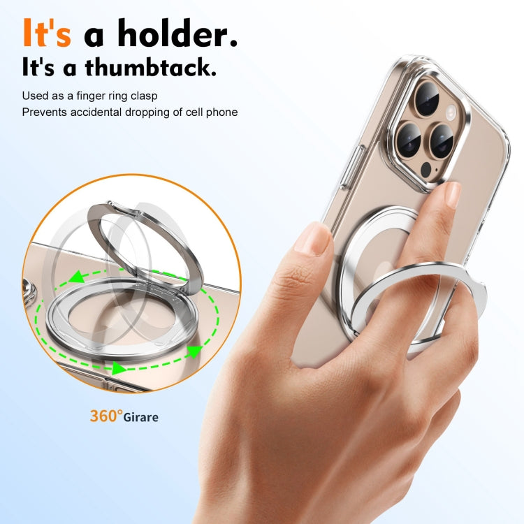 For iPhone 16 Pro Ice-Cold Rotating Ring Holder PC MagSafe Phone Case