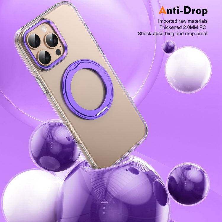 For iPhone 16 Pro Ice-Cold Rotating Ring Holder PC MagSafe Phone Case